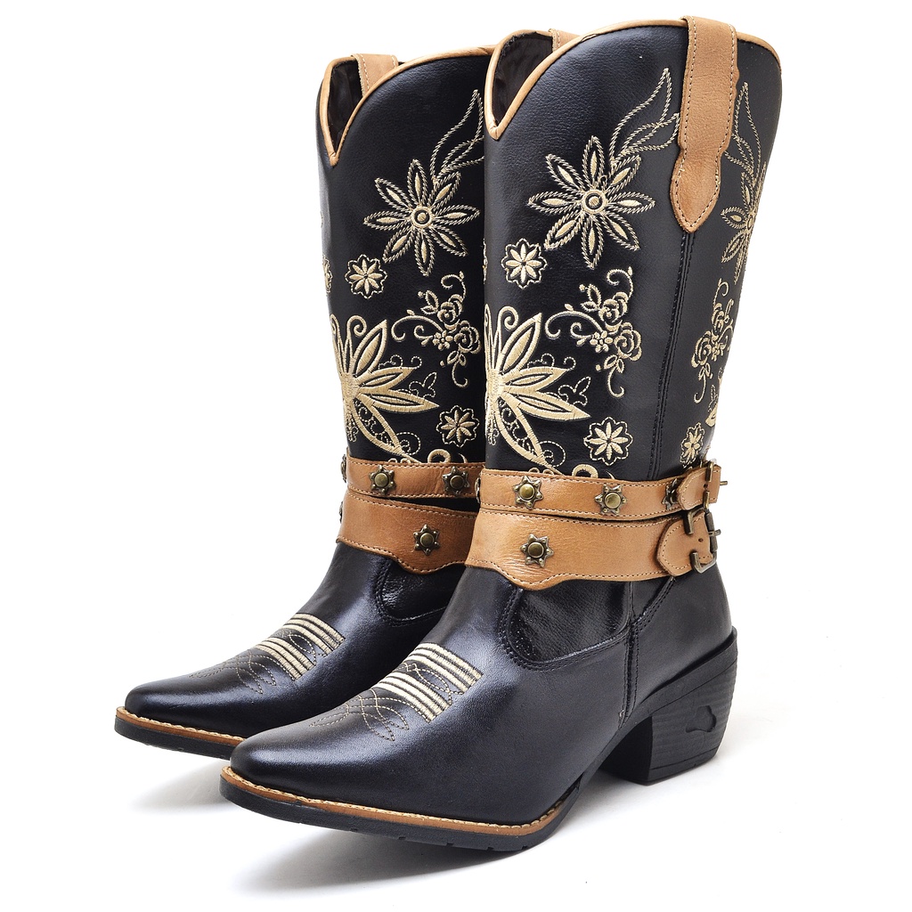 Bota Texana Feminina Country Bico Fino | Shopee Brasil