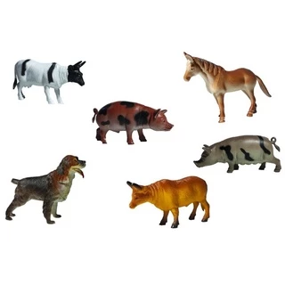 Kit 6 Animais Brinquedo Fazenda Borracha Miniaturas