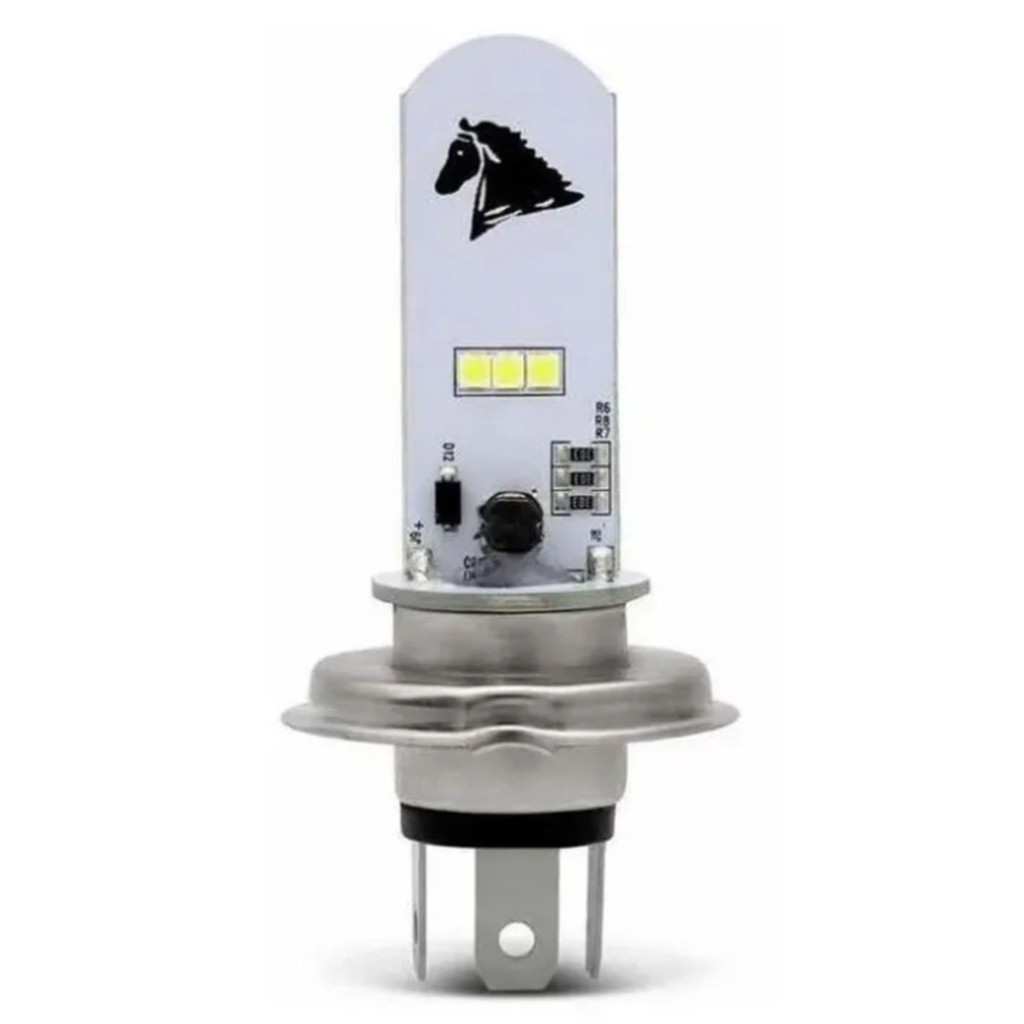 Lâmpada Farol Led H4 Moto Carro 8000 K Super Branca Cavalinho
