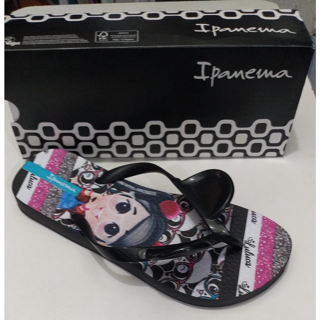 Chinelo Panda Luluca Amor Ipanema Dedo Preto Rosa Meninas