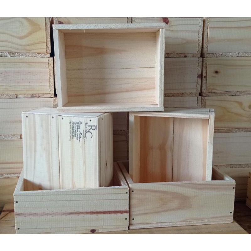 Caixas multiuso de madeira pinus 20cm C x 16cm L x 8cm A | Shopee Brasil
