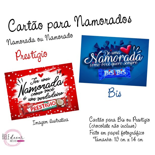 Chocolate BIS personalizado dia dos Namorados + cartão no El