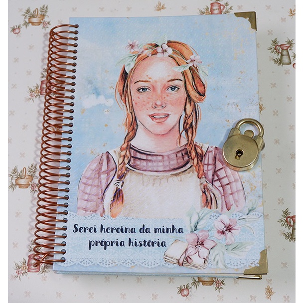 Diário com Cadeado Diário Anne Caderno Scketchbook Diario