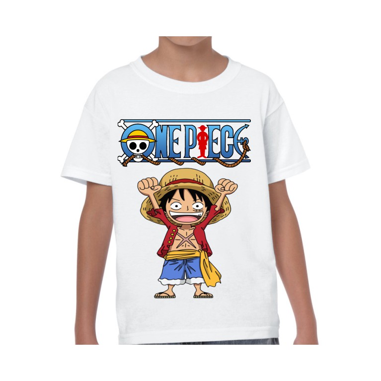 Camiseta Infantil com Estampa Luffy One Piece - Tam 5 a 14 Anos Amarelo