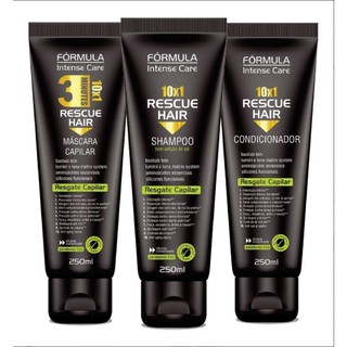 Reconstrução Capilar Total Rescue Hair Em 3 Minutos 10x1- Fórmula Intense Care - Shampoo, Condicionador e Máscara Reconstrutora