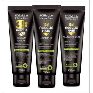 Shampoo, Condicionador e Máscara Reconstrução Capilar Total Rescue Hair Em 3 Minutos