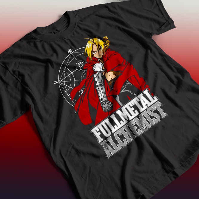 Camisetas anime em silk screen estampa Fullmetal Alchemist - Camisetas  anime 30.1 penteada e reforçada, 100% algodão estampa no tamanho Gigante!