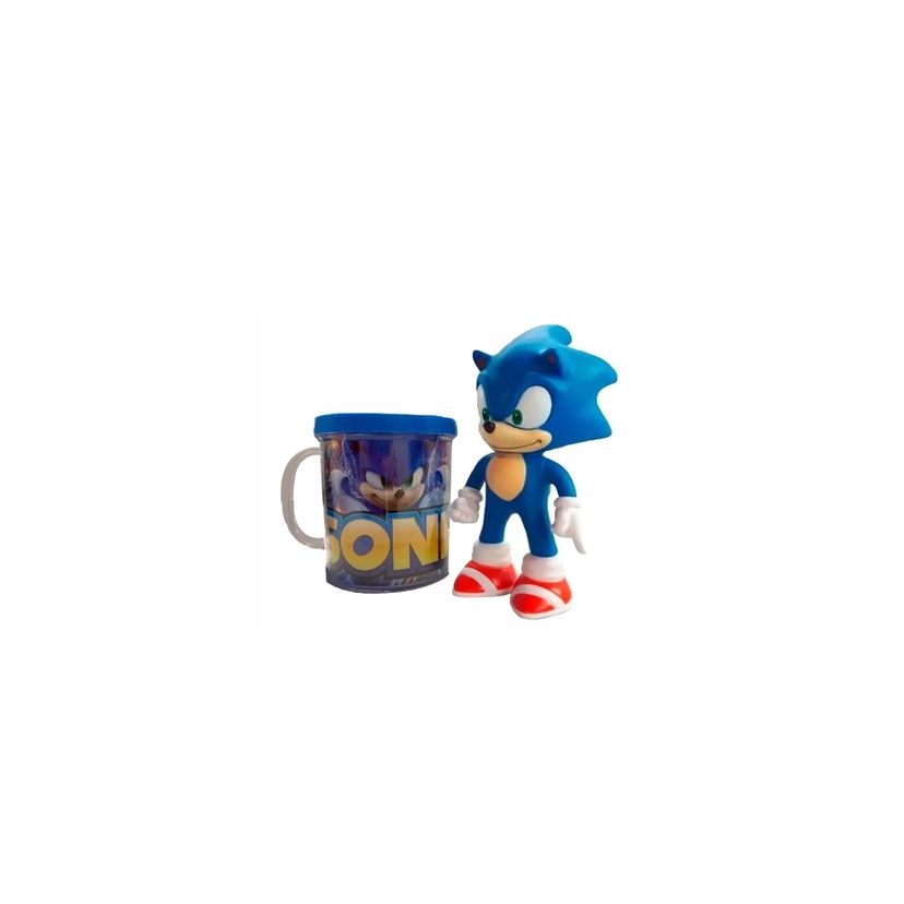 Kit Boneco Sonic 25cm E Sonic 16cm Com Caneca Personalizada no