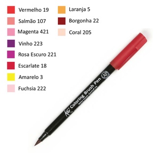 Caneta Brush Pen KOI - Individual - Rosas, Vermelhos e Amarelos