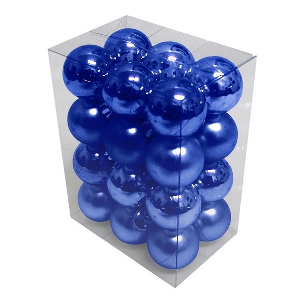 Bola De Natal Azul C/ 24 Unidades 3cm - Foscas E Brilhantes