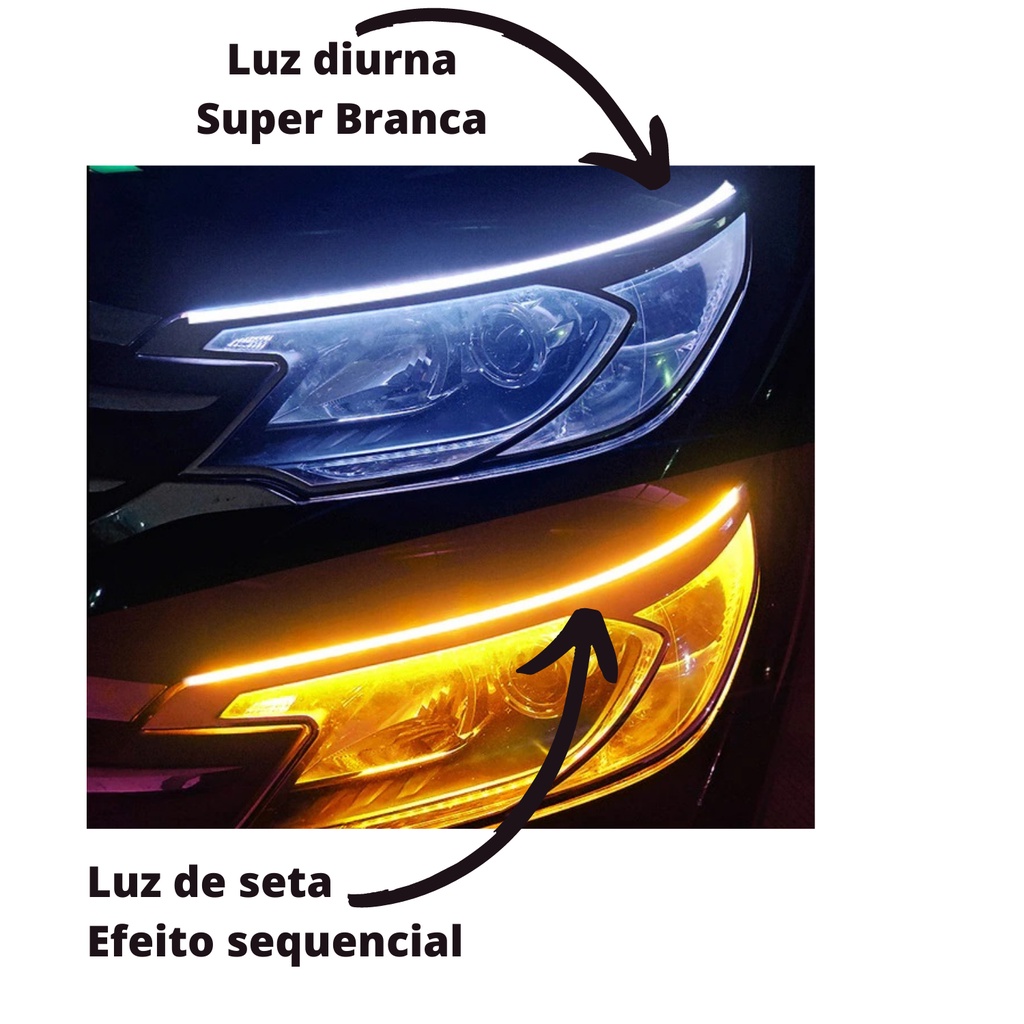 Fita de Led DRL 60 cm - Par de Led para farol de carro | Shopee Brasil