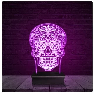 Luminária e Abajur Acrílico Led - Caveira Mexicana 03