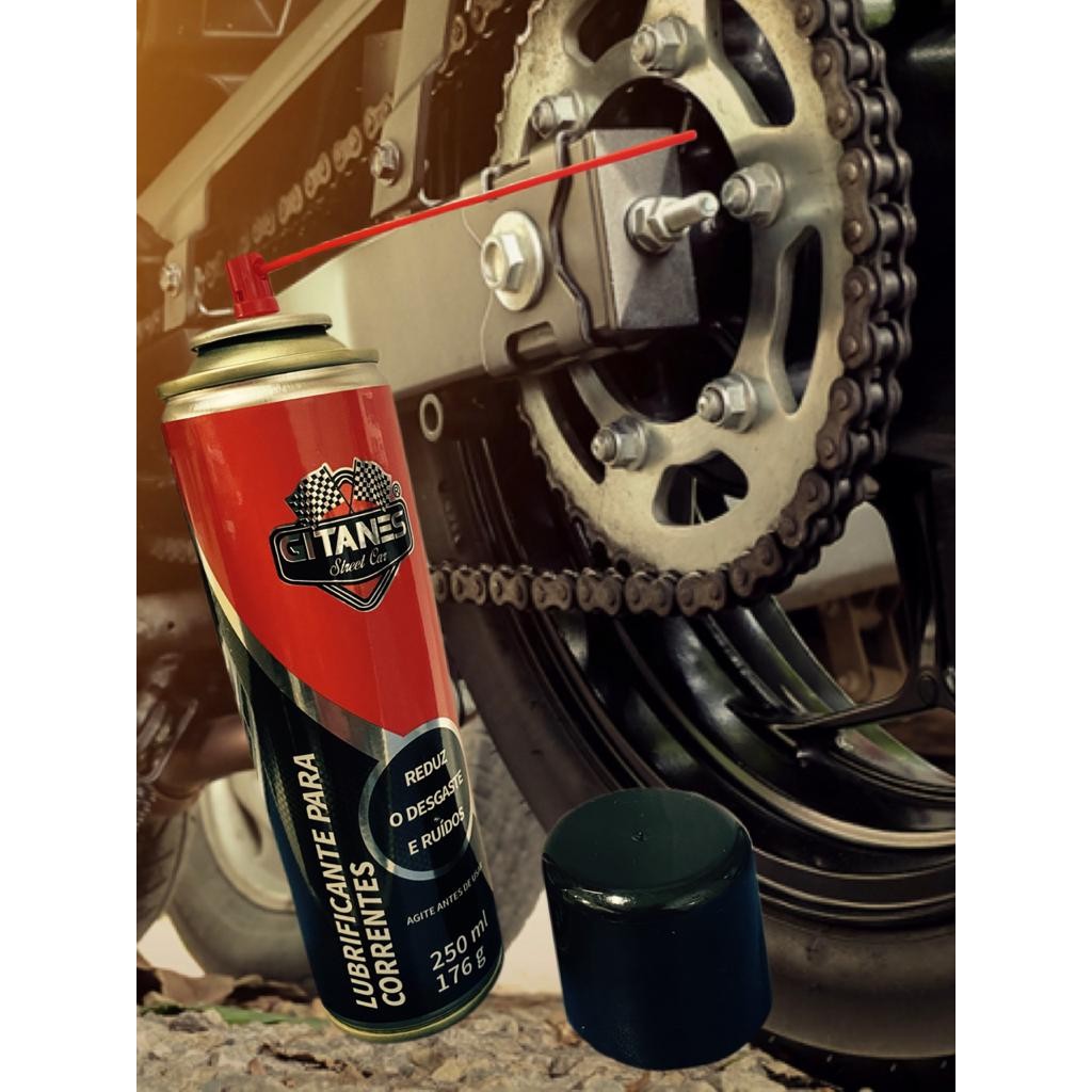 Spray Lubrificante de Corrente P/motocicletas (motos) Bicicletas em geral Aerossol 250ml Repele a Água Gitanes ou Radnaq