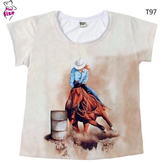 Blusa Feminina Plus Size Country Tambor Cavalo Cowgirl T97