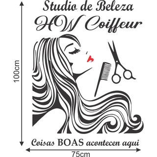 Adesivo Cabeleireira Salão Feminino Mulher Studio Cab 45