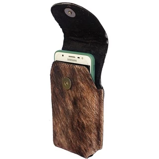 Bainha Capa Porta Celular em Couro de Pelo Legítimo Country Cowboy Fechamento com Ímã