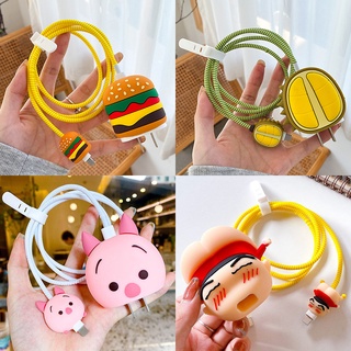 [Escolha De Valor] 4Pcs/Set Charger Protector/Adapter Protetor De Carregador/Tampa Protetora Cartoon Compatível Para Rápido iP 18W 20W E Porta Tipo c Cabo De