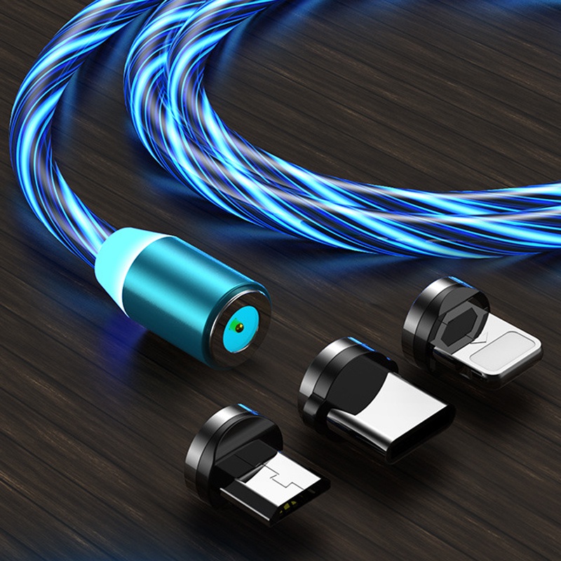 Cabo de carregamento para celular de streamer colorido de sucção magnética  USB para Type-C / USB