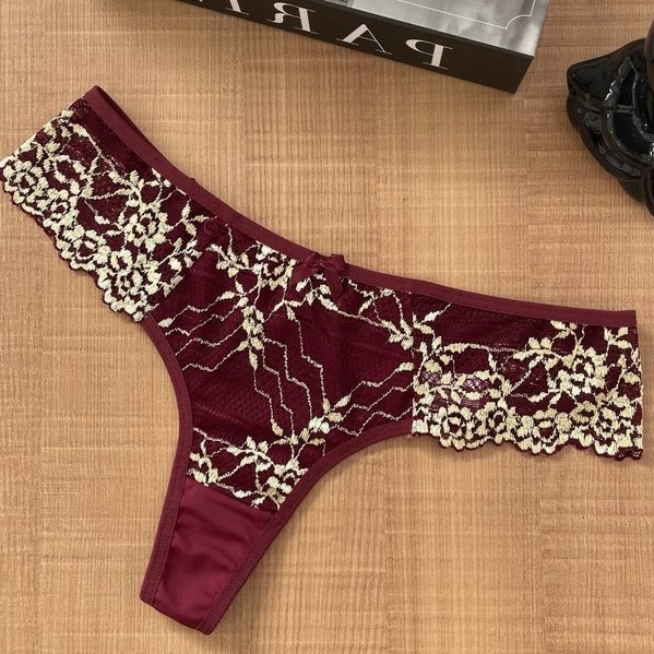 Kit 5 - Calcinha Em Renda Fio Bicolor Super Confortável Adulto Feminina