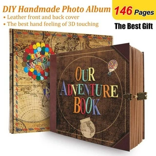 【 Ready Stock 】 146 Página Nosso Livro De Aventuras Álbum De Fotos Feito À Mão Retro Kraft Aniversário De Casamento Convidados Memória Presente