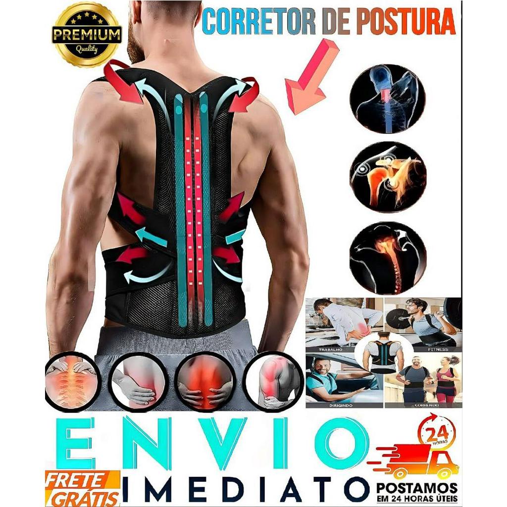 Corretor Postural GG (XXL) regula Cinta Colete Unissex Reforçado ...