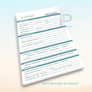 Anamnese Fisioterapia - Caderno - Bloco - Evolução - 100 fls - A4