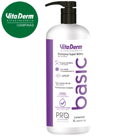Shampoo Pro Basic Vita Derm 1L Hipoalergenico, hidratação e super ...