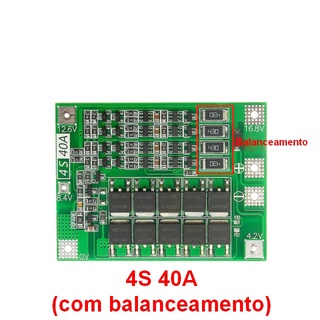 PLACA DE PROTECAO BMS P/4 BATERIAS LI-ION POLIMERO 16.8V - Beta