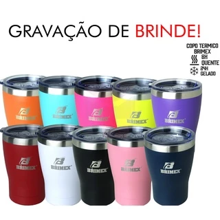 Copo Térmico Inox Brimex com Tampa 330ml Chopp, Cerveja ou Café + Gravação Personalizada Com Seu Nome