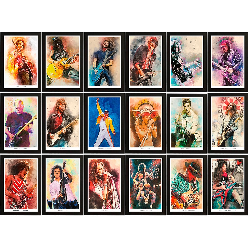 Quadro Decorativo Grandes Guitarristas e Cantores Rock Sala | Shopee Brasil
