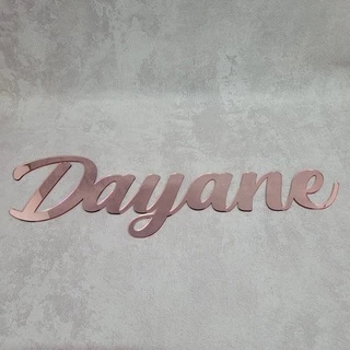 Nome em Acrílico Espelhado Rose Gold/Dourado 2mm - Tamanhos 20-40-60cm largura - Decoração de Ambientes