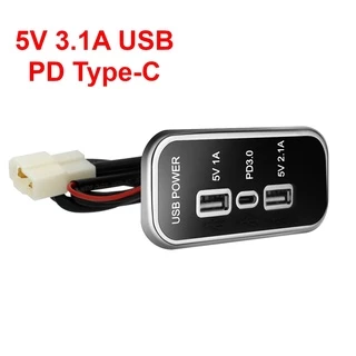 Tomada De Carregador De Carro 12/24V 3 Portas 18W PD Tipo C 2.1A 1A USB Para Motocicleta Auto Caminhão RV Adaptador De Energia De Ônibus