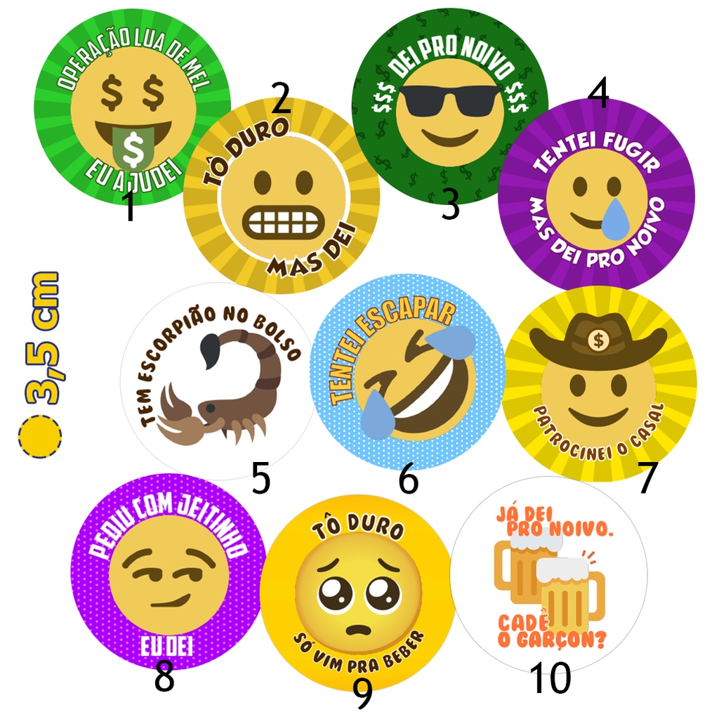 100 Adesivo hora da grava Emoji - 3,5 cm | Shopee Brasil
