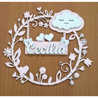 Guirlanda Nuvem chuva de amor 30cm personalizada em Oferta na Shopee