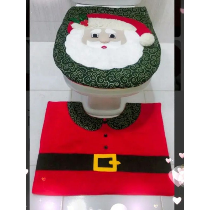 Jogo de Banheiro para o Natal 4 Peças Estampa Papai Noel