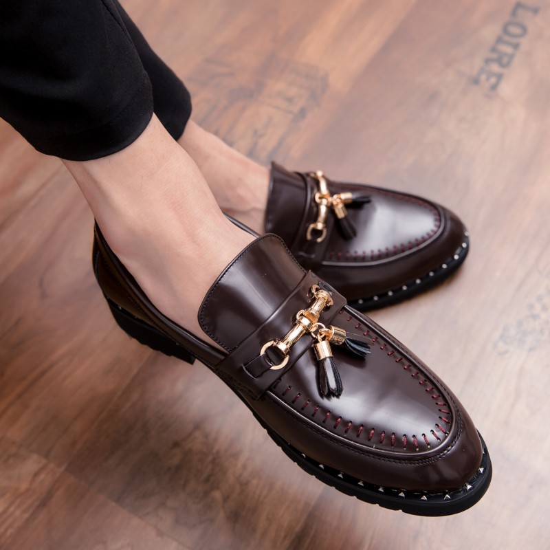 HC INLIKE Mocassins Masculinos Italianos Divididos Em Couro Para Festa ...