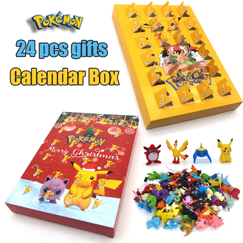 Caixa De Calendário De Advento Pokemon Conta 24 Pcs Mini Figura Contagem Regressiva Surpresa Para