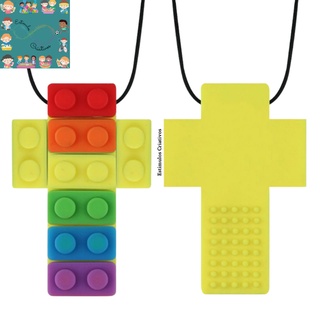 Kit Colar Mordedor Sensorial Autismo Tdha = Lego Colorido em
