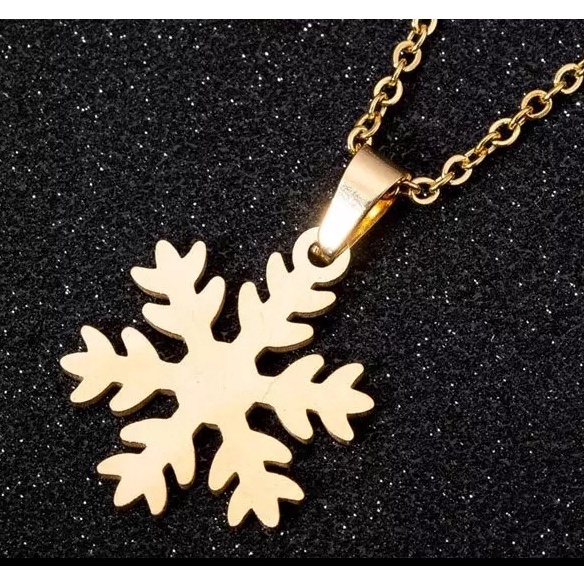 Corrente com Pingente Aço Inox Flocos de Neve