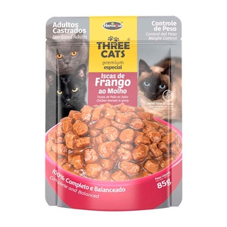 Racao Umida Three Cats Original Castr Frango Sache 85gr