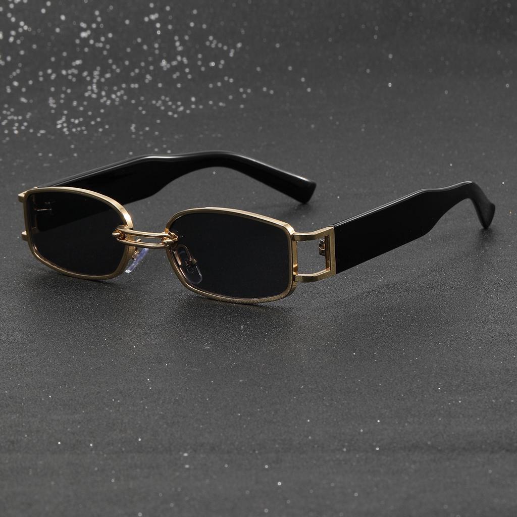 Moda Pequena Moldura Design Homens Homens Mulheres Óculos de sol metálicos Óculos de sol pretos Óculos de sol exclusivos