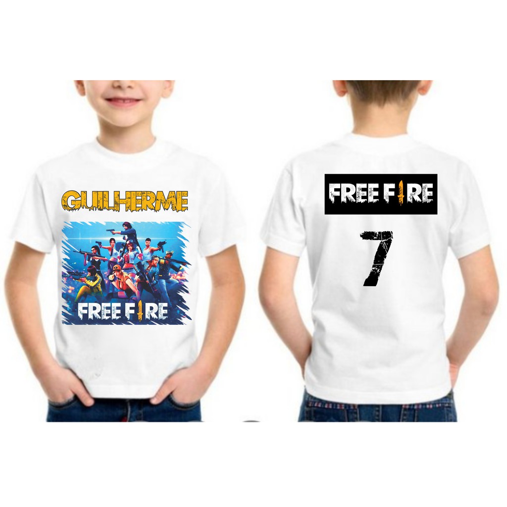 Camiseta Free Fire Jogos Game 01 personalizada com nome - Infantil