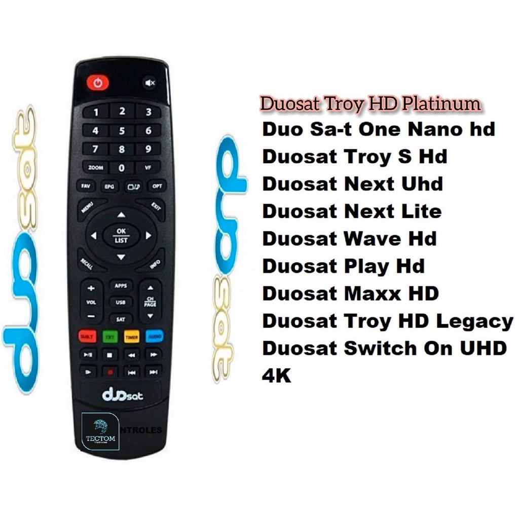 Controle remoto Receptor Duosat Next UHD/Lite/FX/FX Lite