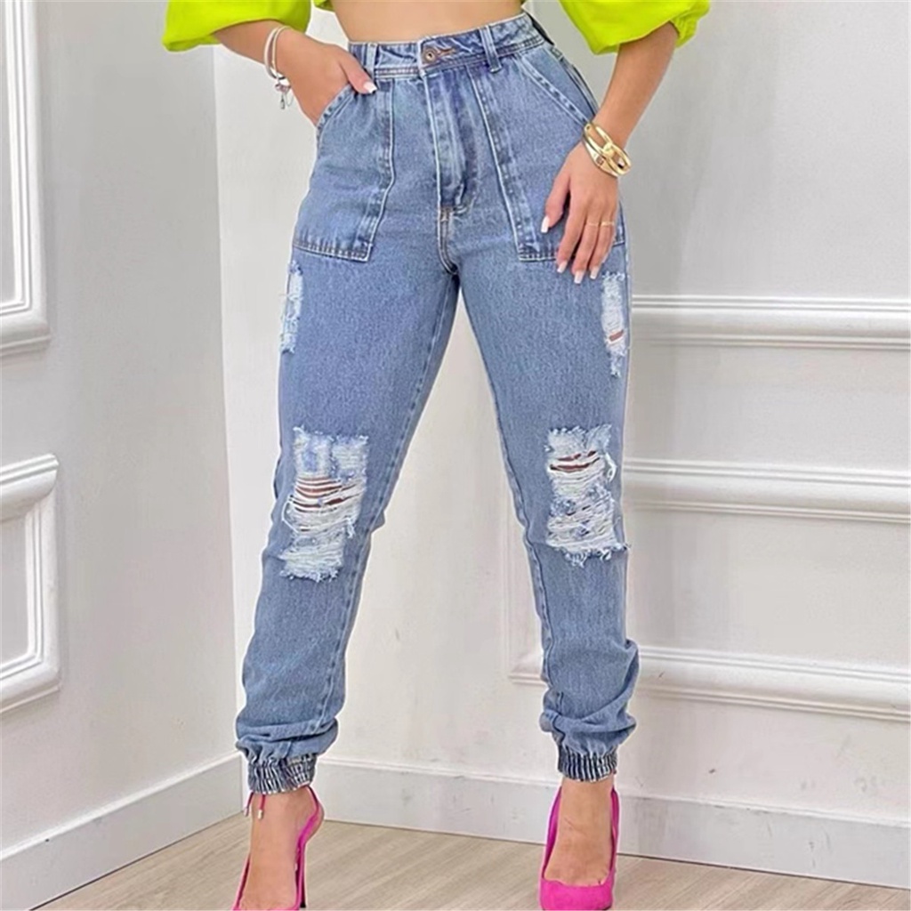 Calça Flare Feminina Com Nervura Jeans Com Licra Cintura Alta 14