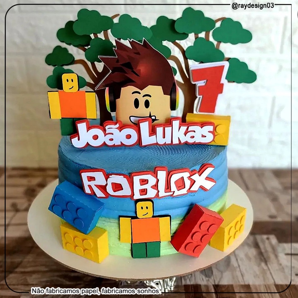 ROBLOX TOPO DE BOLO (DETALHES EM 3D) - PAPEL ARROZ ESPECIAL