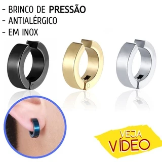 Brinco de Pressão Aço Inox Antialergico Cirurgico Argola Unissex