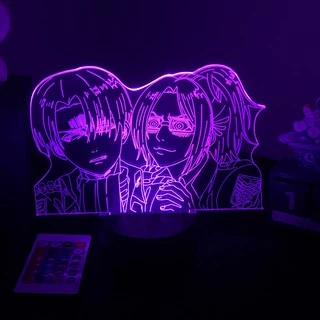 Lâmpada Led Criativa De Mesa Levi Ackerman And Hange Zoe Anime Attack On Titan 3d