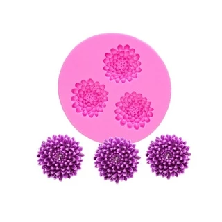 Molde de Silicone Mini Crisântemos - Flor Crisântemo / Suculenta / Dahlia - Molde de Silicone para Artesanato e Confeitaria