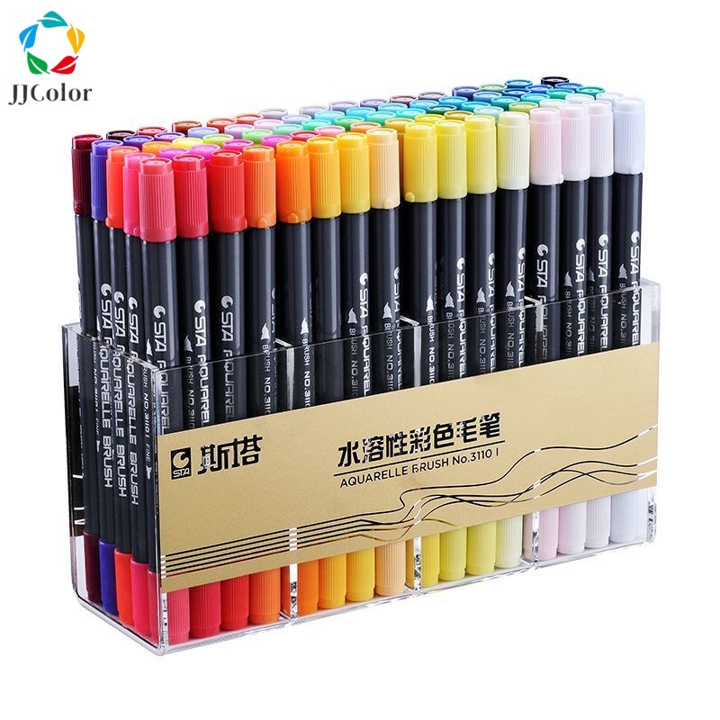 Caneta Brush Pen Portátil Kit 12 / 24 / 36 Cores Marcador Para Desenho / Artigos De Papelaria