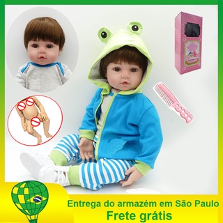 Bebe Reborn Meino Boneco Original Silicone Barata Boneca Realista Olhos  Castanho 48CM (BB522) : : Brinquedos e Jogos